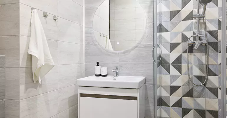 Modern Small Bathroom Walk-In Shower Remodel in Tacoma